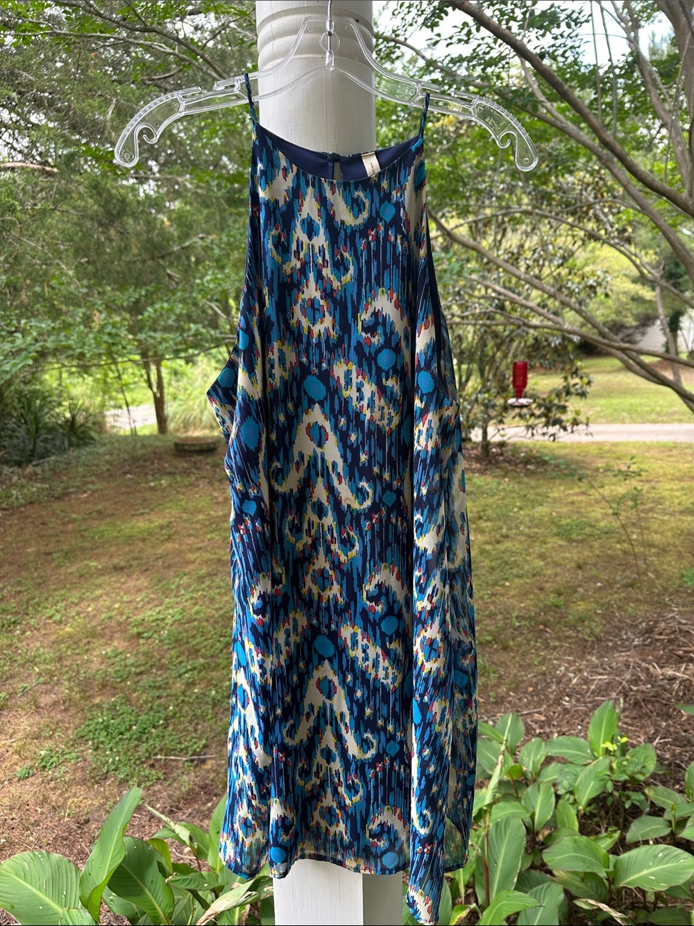 Tyche Blue Multi-Color Printed Halter Dress